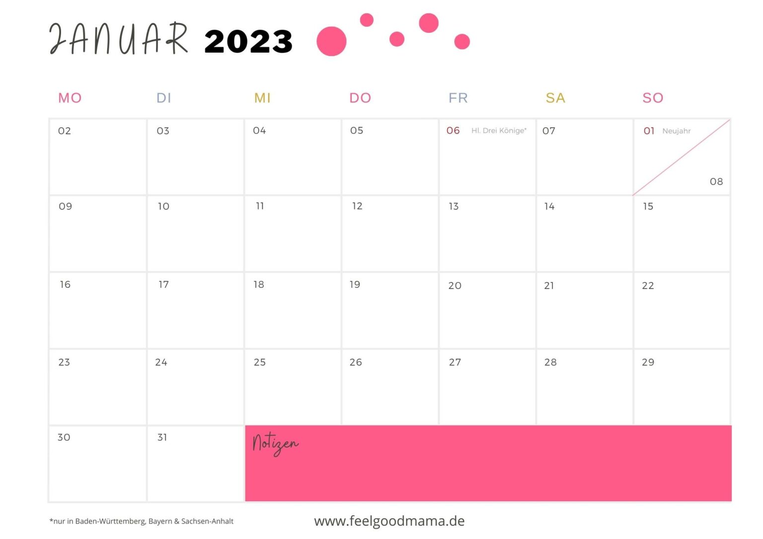 Kalender 2023 zum Ausdrucken - kostenloser Sofort-Download